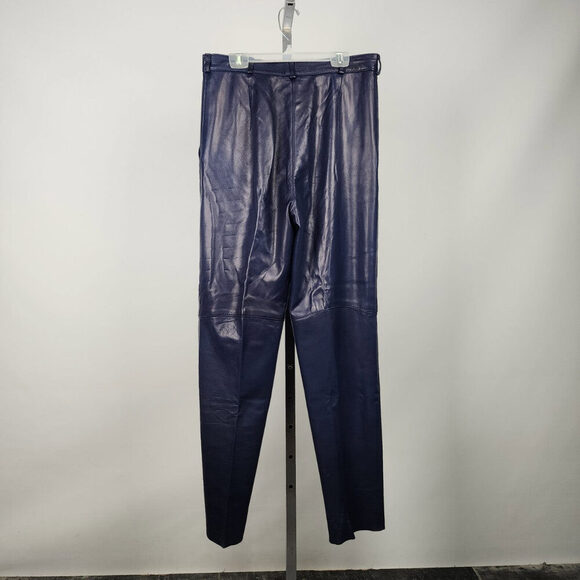 Vintage Di Capra Blue Leather Trouser Pants Size M/L - Picture 7 of 11